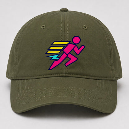 Slab Runner Splash 90S Running Clubs Baseball Cap – Army Green