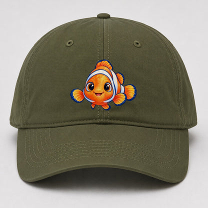 Clownfish Symmetric Hello Sea Sprite Baseball Cap – Army Green