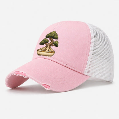 Exposed Nebari Specimen Bonsai Washed Trucker Hat – Light Pink