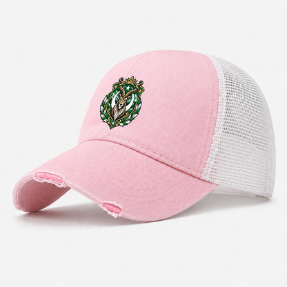 Pakistan Heraldic Crest Country Logos Washed Trucker Hat – Light Pink