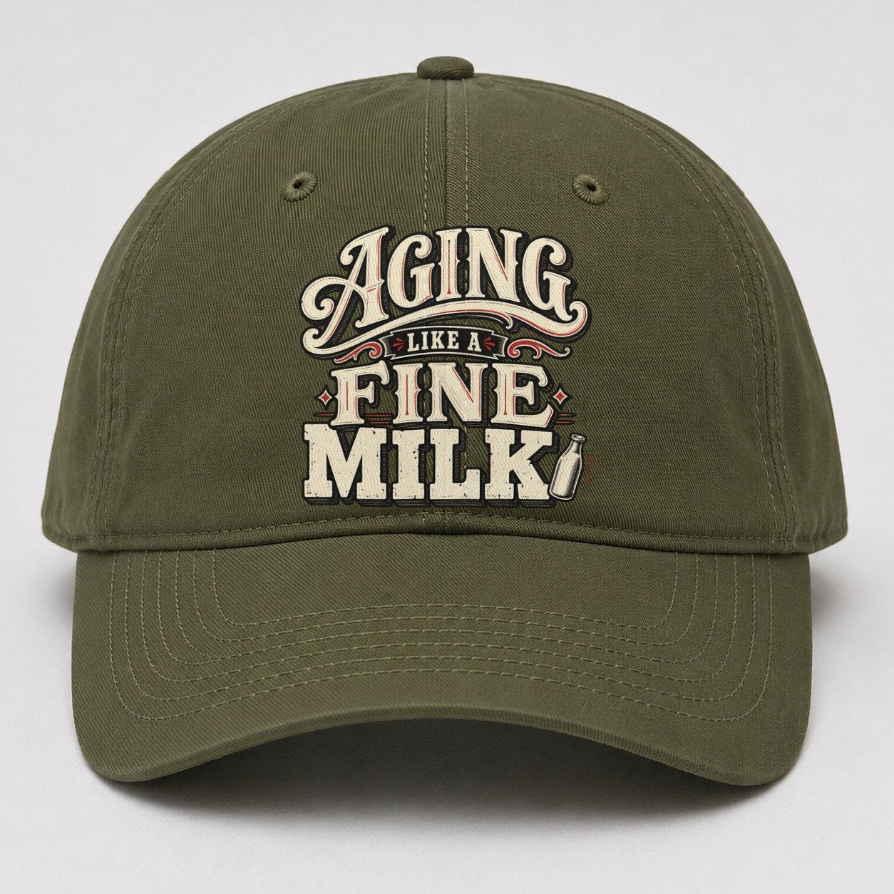 Aging Like A Fine Milk American Wit Baseball Cap – Army Green