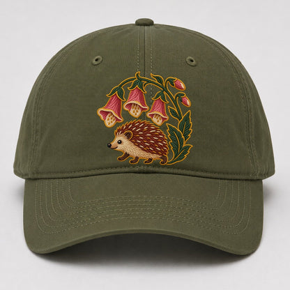 English Foxglove And Hedgehog Uk Culture Heritage Baseball Cap – Army Green