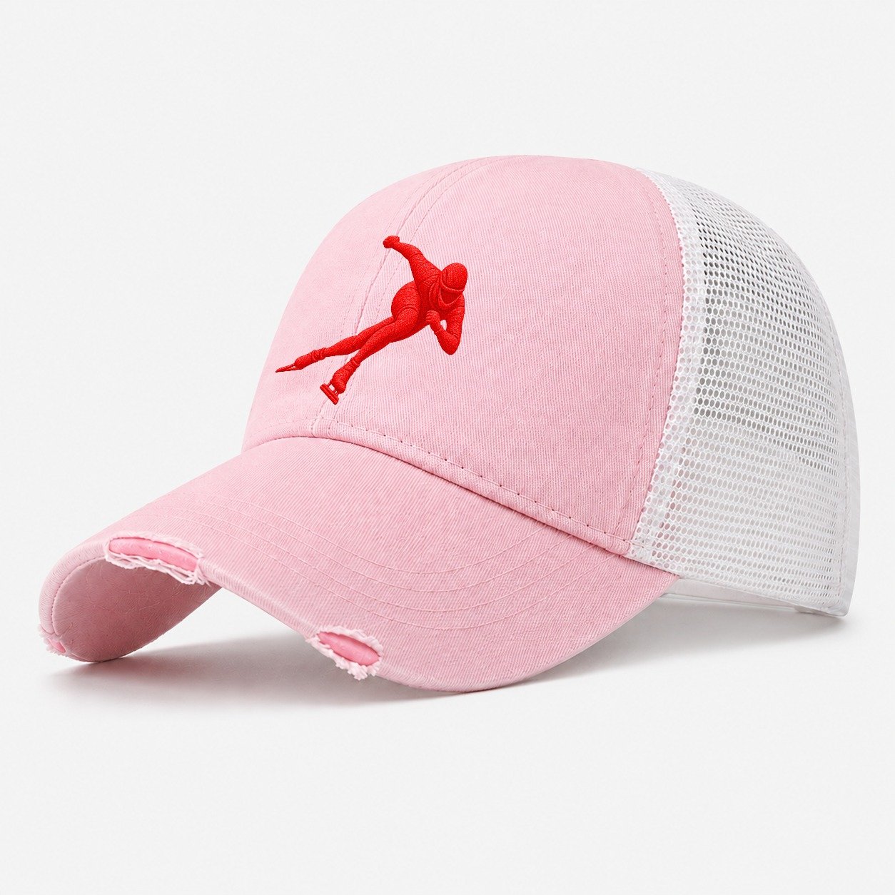 Speed Skater Corner Lean Micro Motion Mark Washed Trucker Hat – Light Pink