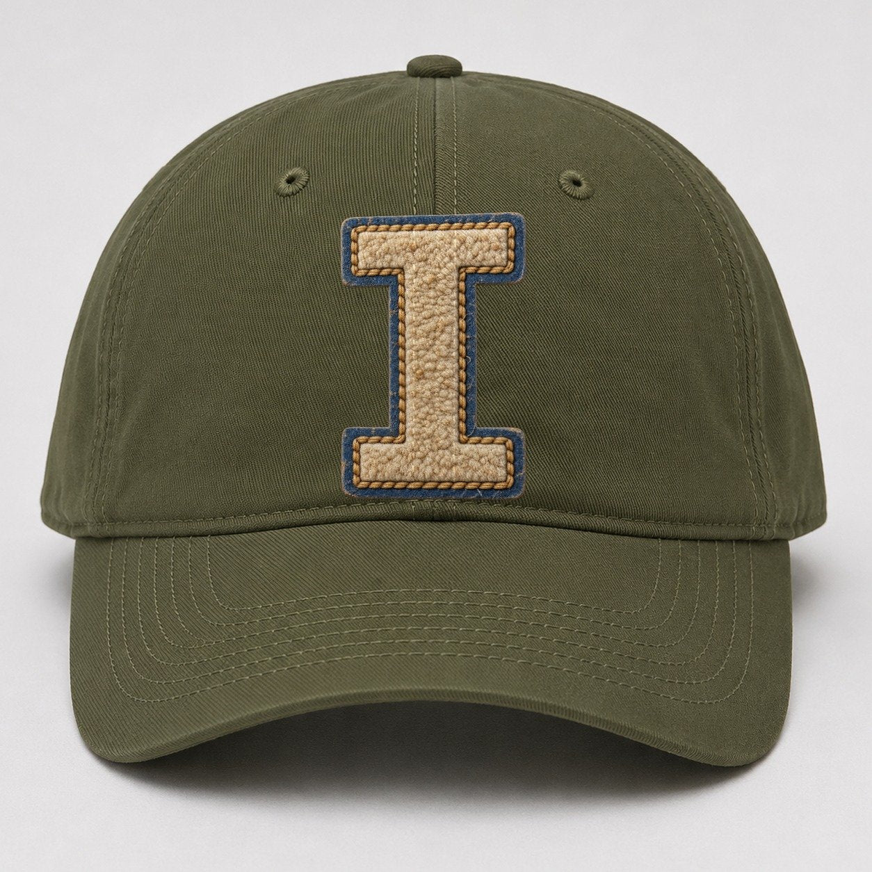 Varsity Chenille I Monogram Baseball Cap – Army Green