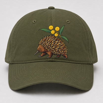 Short Beaked Echidna And Golden Wattle Australia Cultural Icons Baseball Cap – Army Green
