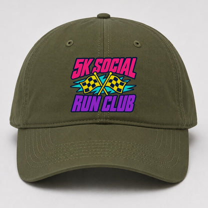 5K Social Run Club 90S Running Clubs Baseball Cap – Army Green