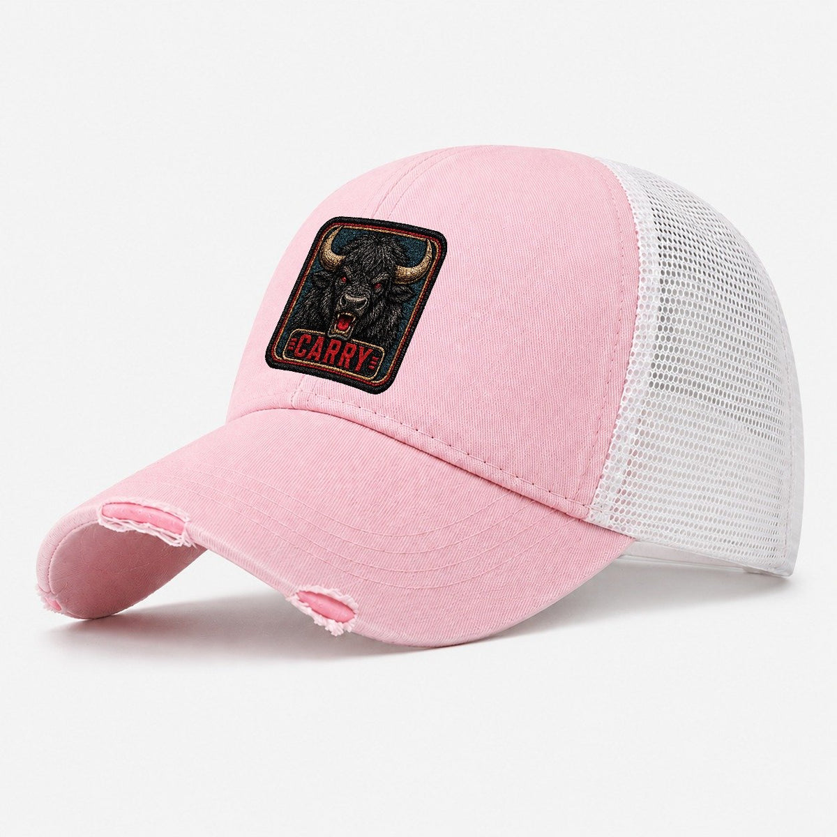 Yak Carry Badge Washed Trucker Hat – Light Pink