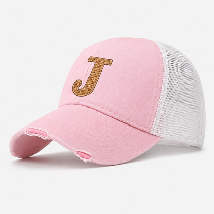 Woven Tweed J Monogram Washed Trucker Hat – Light Pink