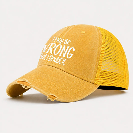 I May Be Wrong But Design Washed Trucker Hat – Yellow