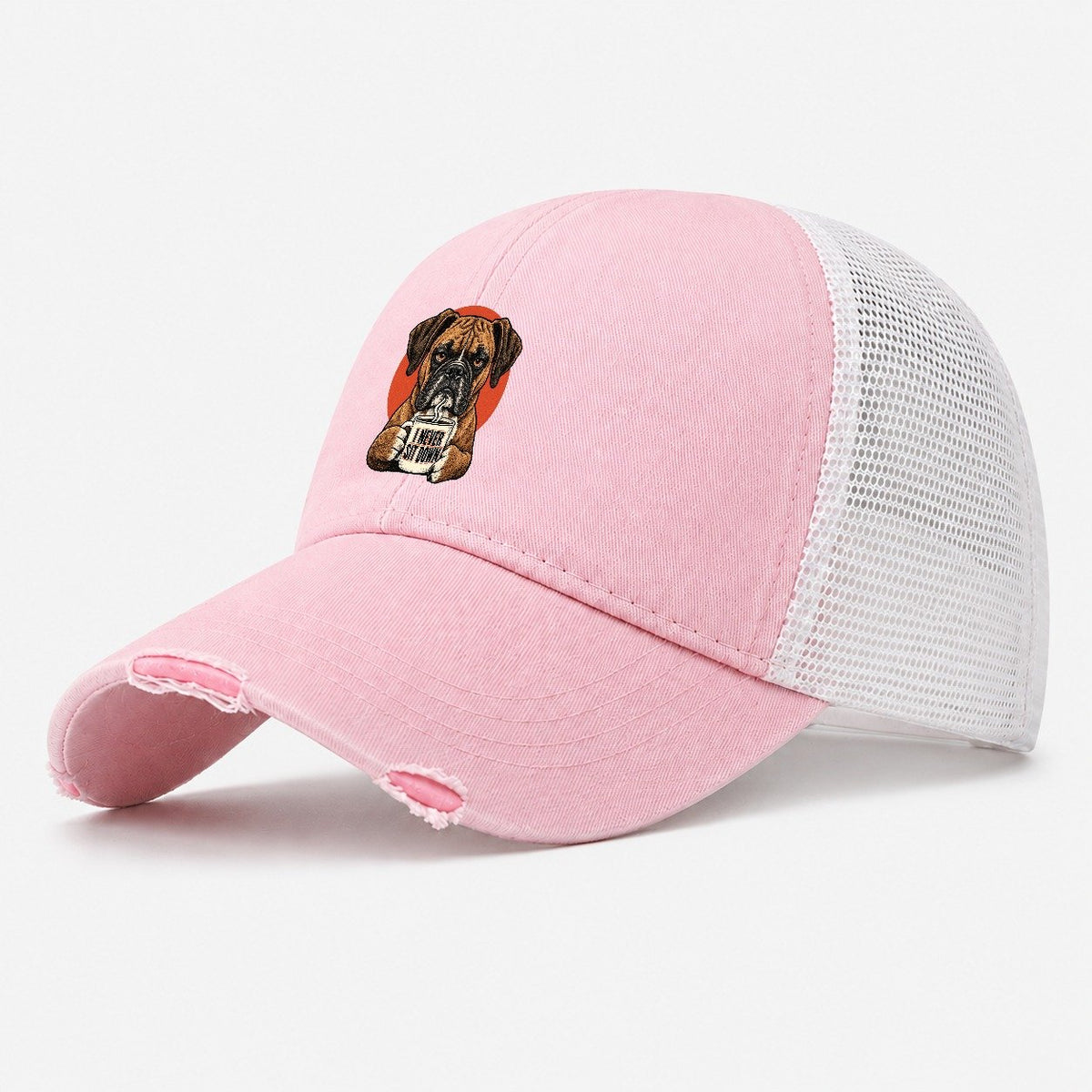 Boxer Mug Truths Dog Mug Truths Washed Trucker Hat – Light Pink