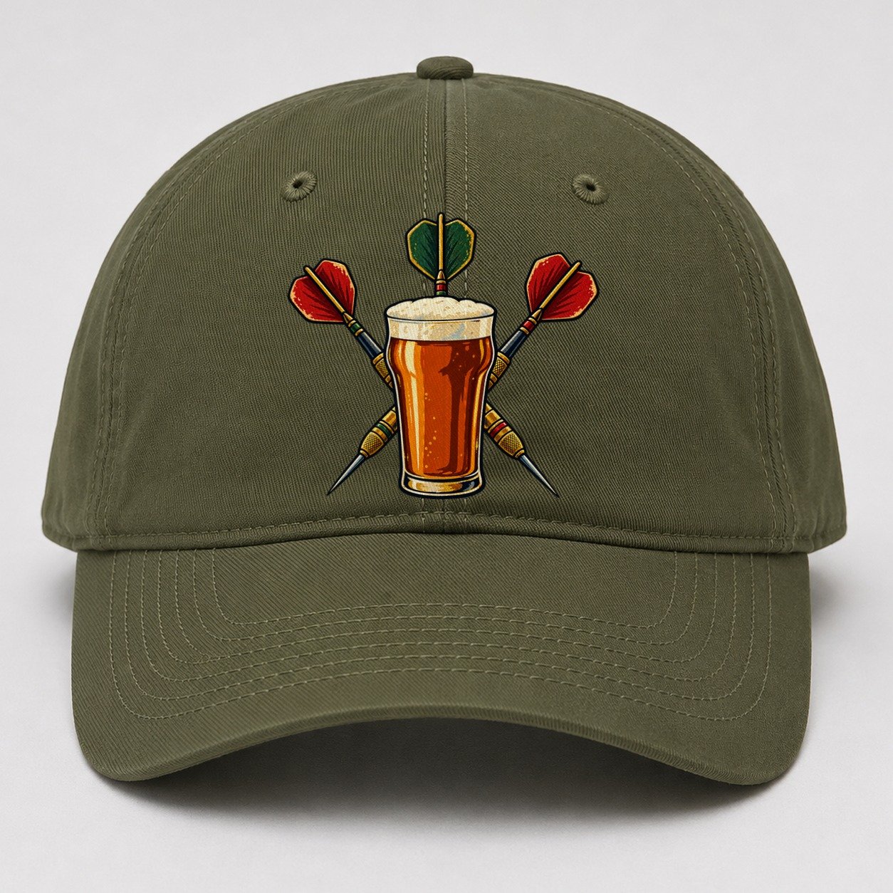Pub Darts And Unbranded Pint Uk Culture Heritage Baseball Cap – Army Green