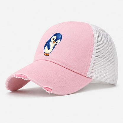 Penguin Little Bow Sea Sprite Washed Trucker Hat – Light Pink