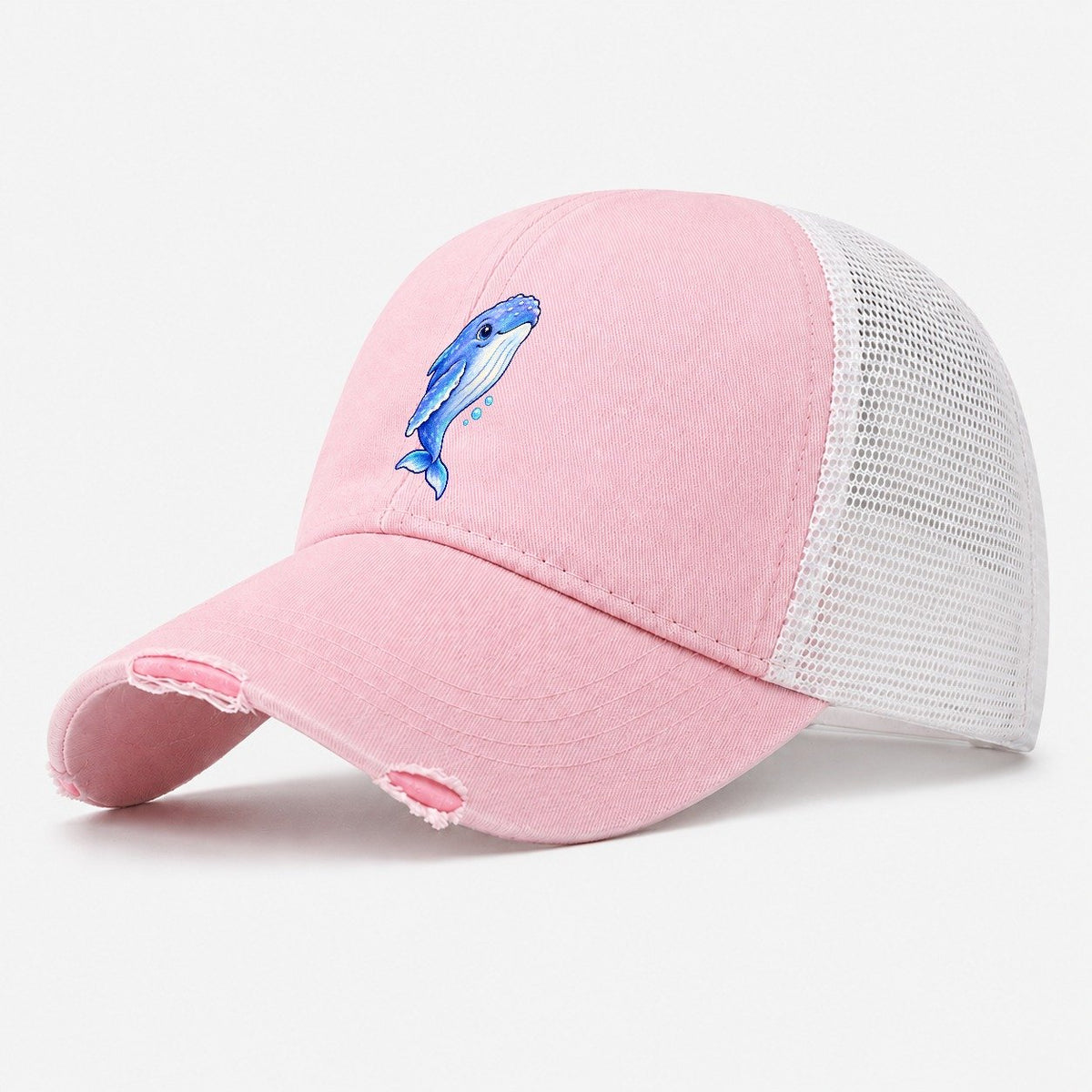 Humpback Whale Gentle Rise Sea Sprite Washed Trucker Hat – Light Pink