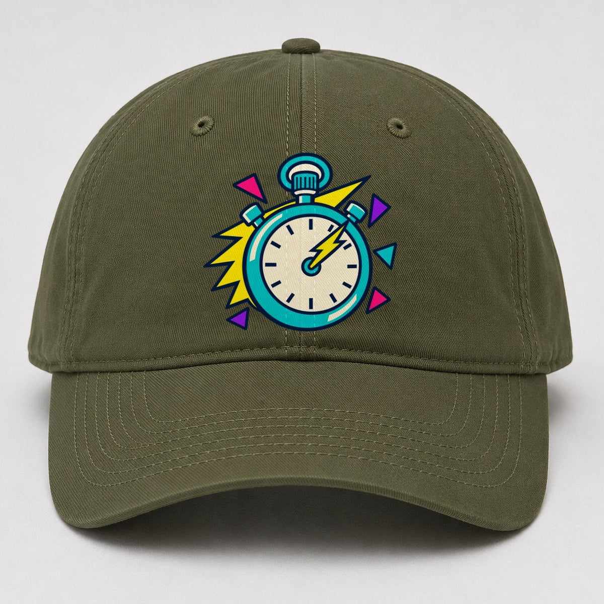 Lightning Stopwatch 90S Running Clubs Baseball Cap – Army Green