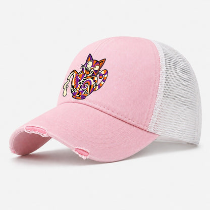 Cat Head Teapot Crazy Styles Washed Trucker Hat – Light Pink