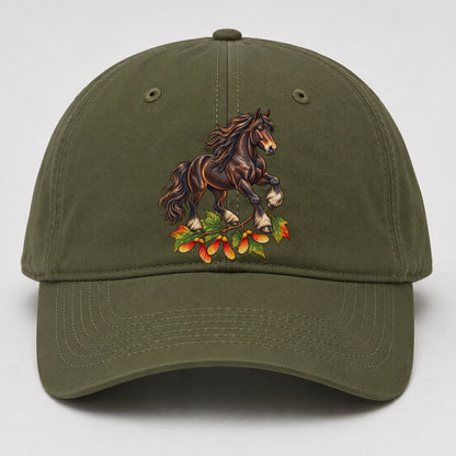 Canadian Horse And Sugar Maple Samaras Canada Cultural Icons Baseball Cap – Army Green