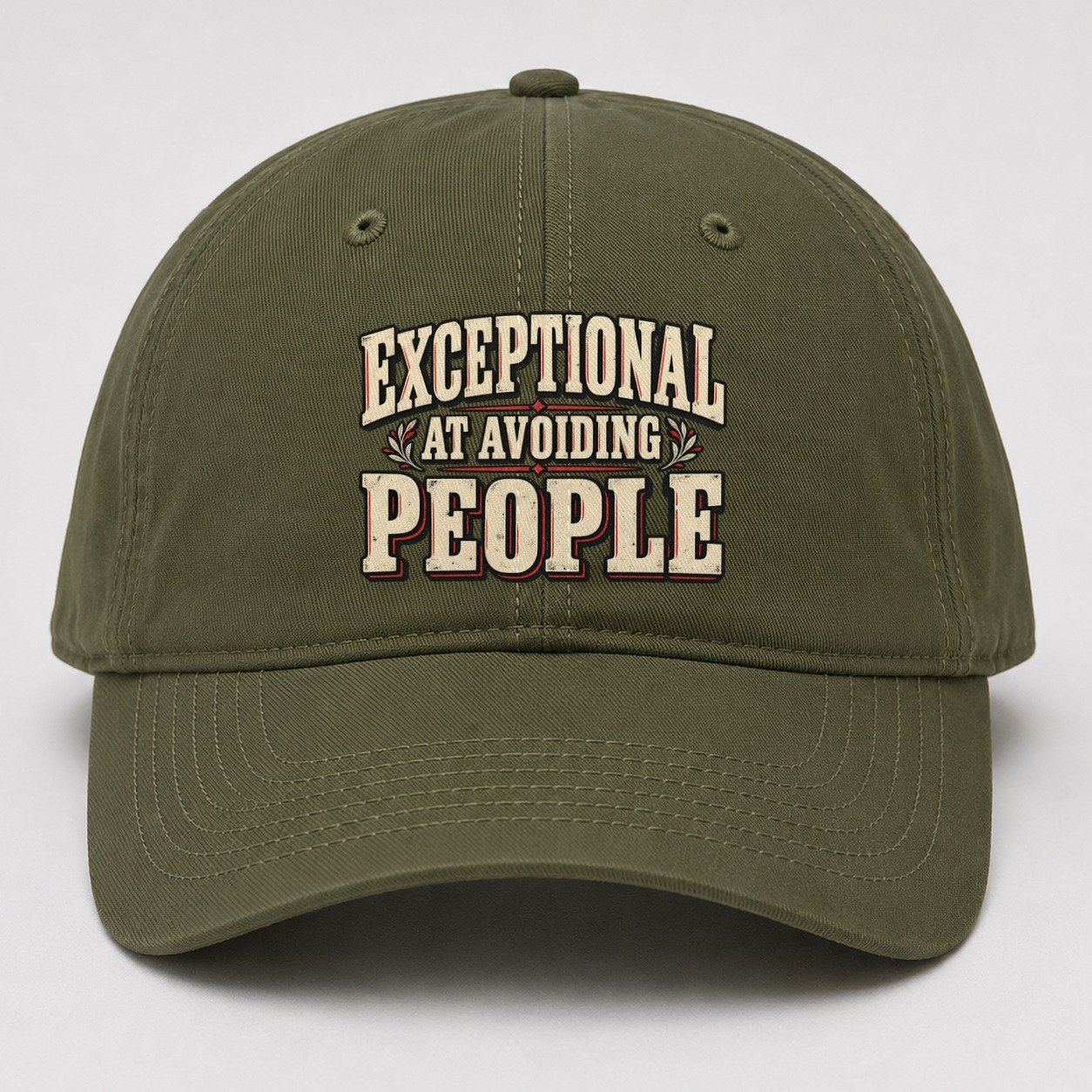 Exceptional At Avoiding People American Wit Baseball Cap – Army Green