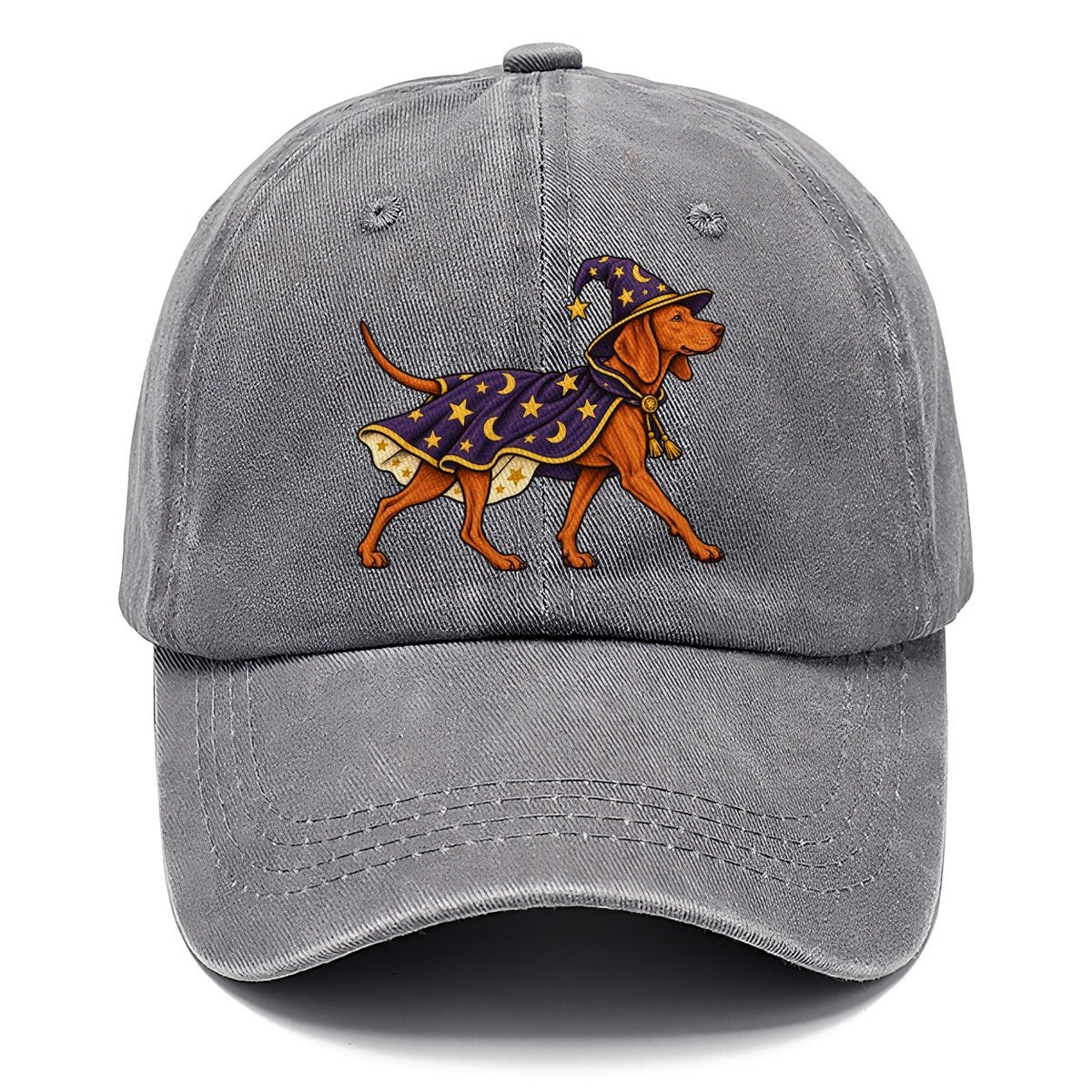 One Vizsla In Halloween Costume Wizard Costume With A Starry Robe And Pointed Hat Halloween Dog Parade Classic Cap – Urban Haze