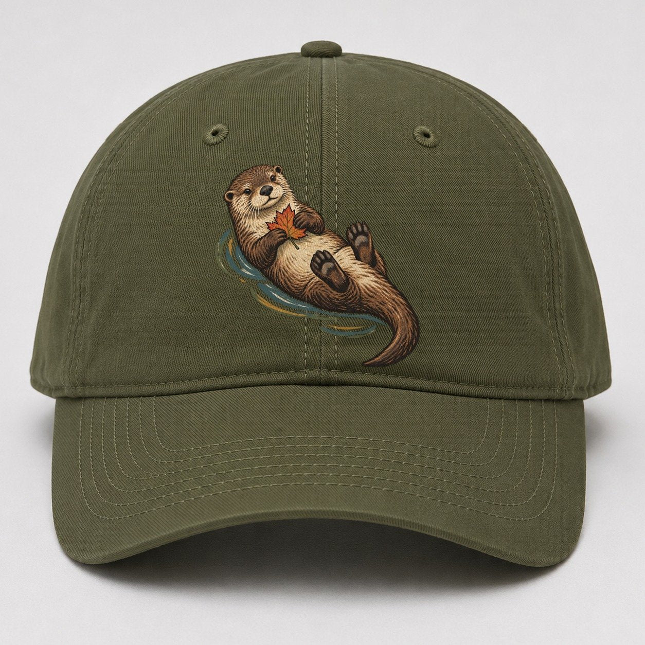 Otter Floating Leaf Gentle Wild Baseball Cap – Army Green
