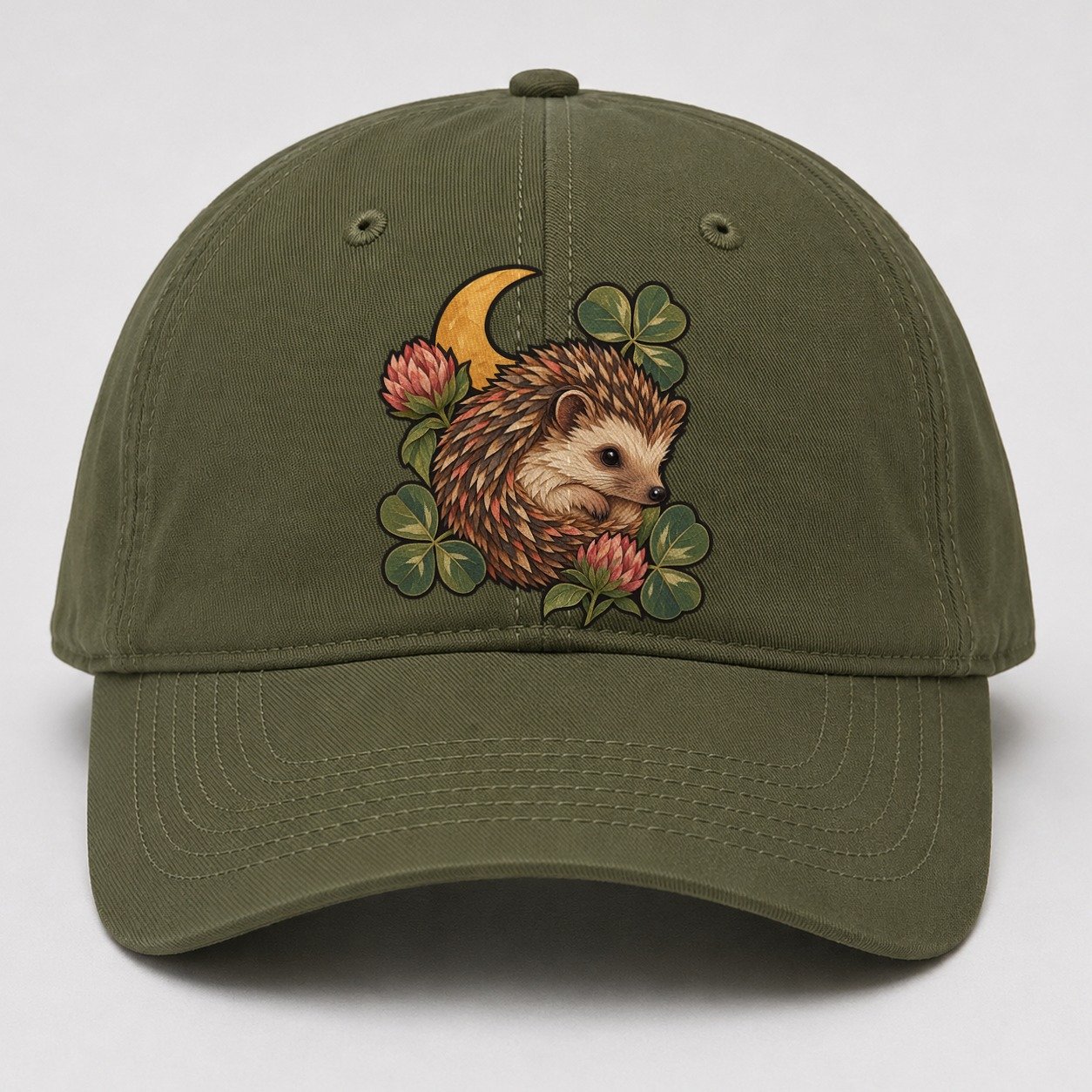 Hedgehog Moon Clover Gentle Wild Baseball Cap – Army Green