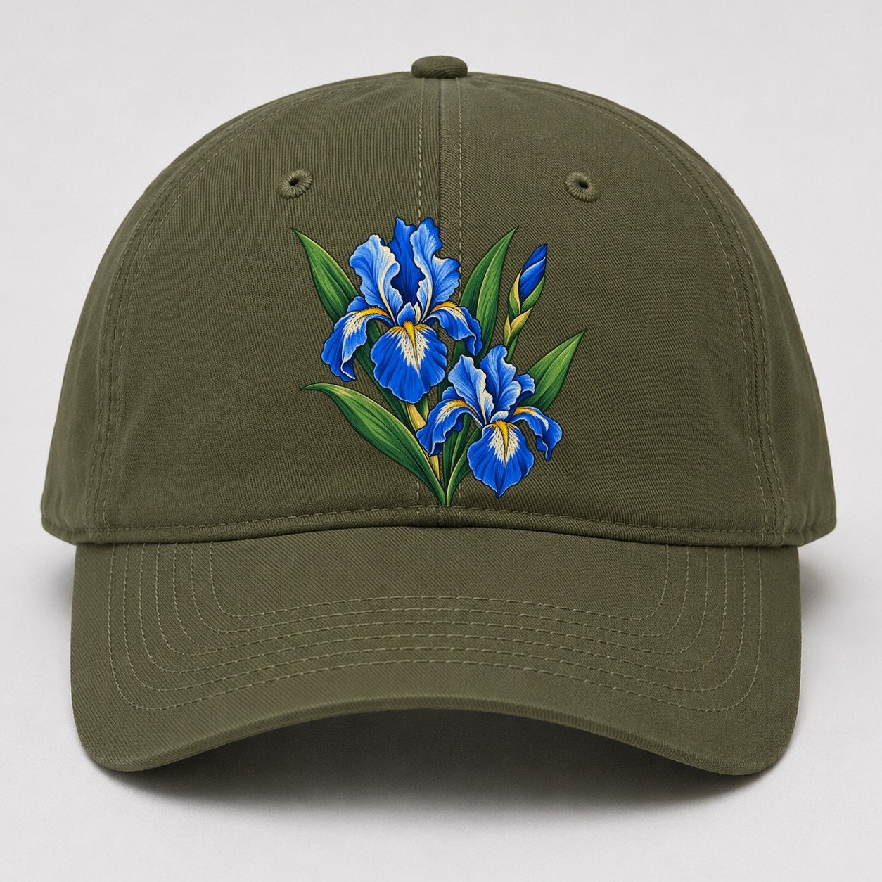 Quebec Blue Flag Iris Canada Cultural Icons Baseball Cap – Army Green
