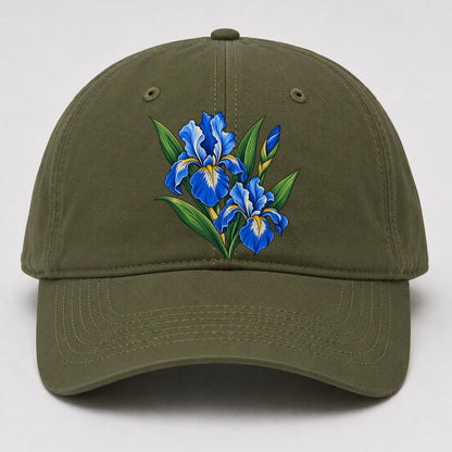 Quebec Blue Flag Iris Canada Cultural Icons Baseball Cap – Army Green