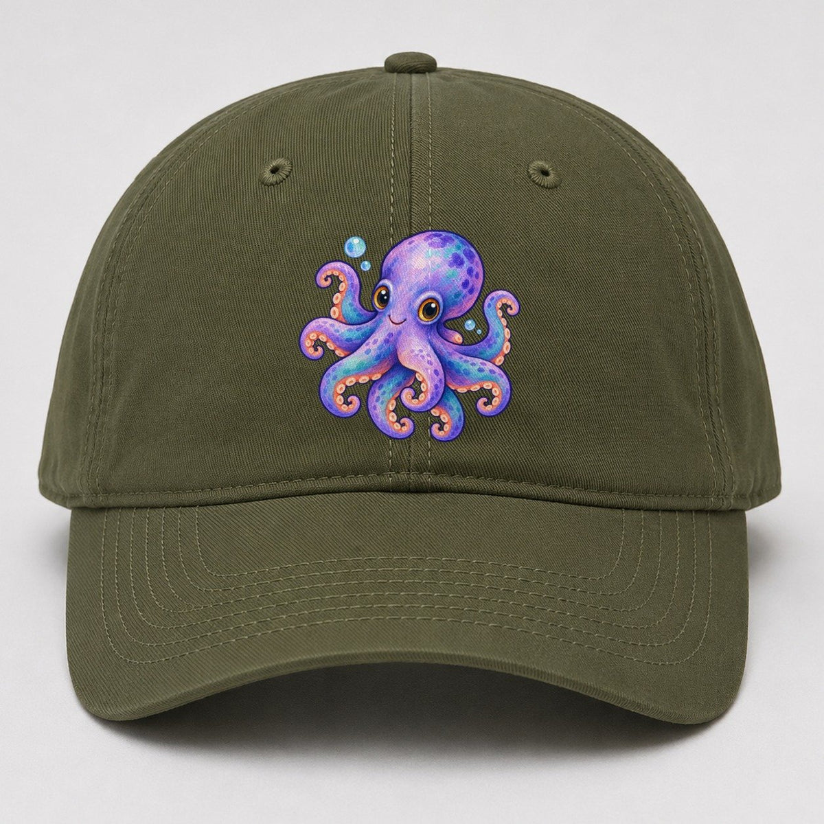 Octopus Playful Pinwheel Sea Sprite Baseball Cap – Army Green