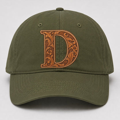 Tooled Leather D Monogram Baseball Cap – Army Green