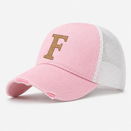 Woven Tweed F Monogram Washed Trucker Hat – Light Pink