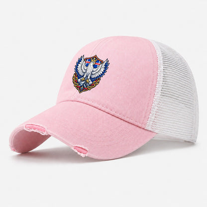 Iceland Heraldic Crest Country Logos Washed Trucker Hat – Light Pink