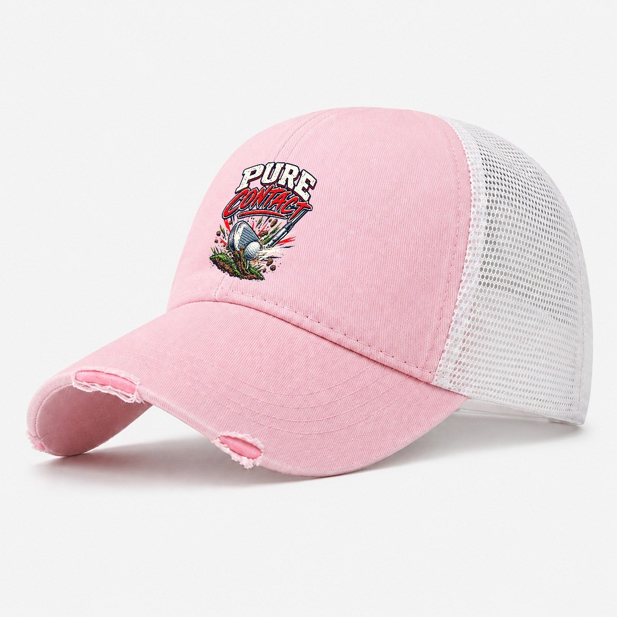 Pure Contact Golf Life Washed Trucker Hat – Light Pink