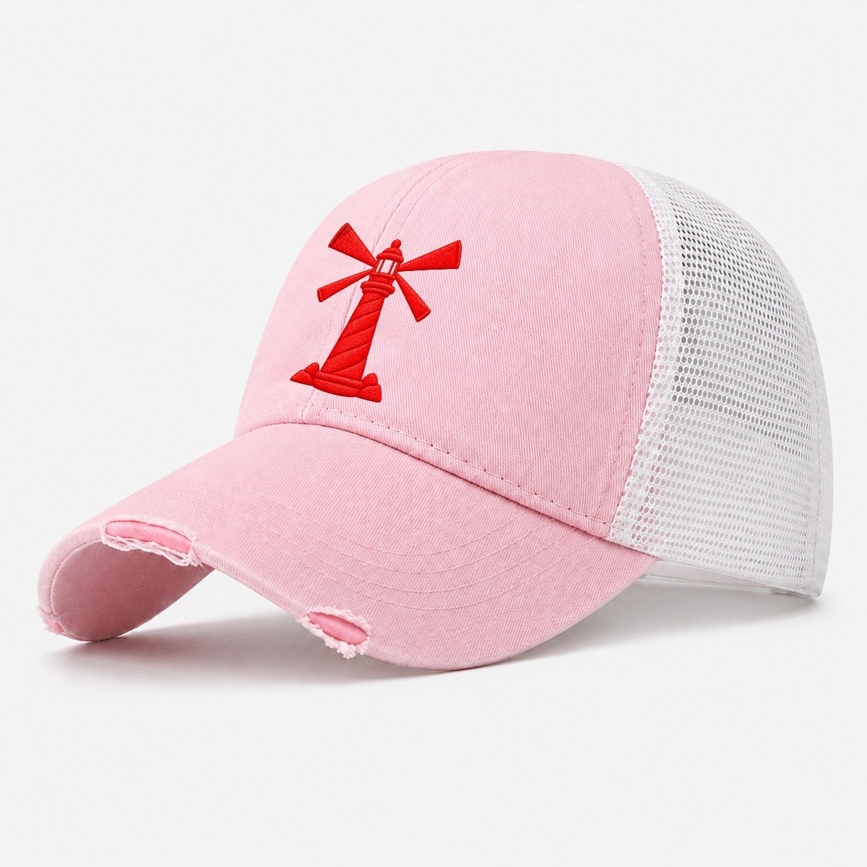 Lighthouse Crossing Beams Micro Motion Mark Washed Trucker Hat – Light Pink