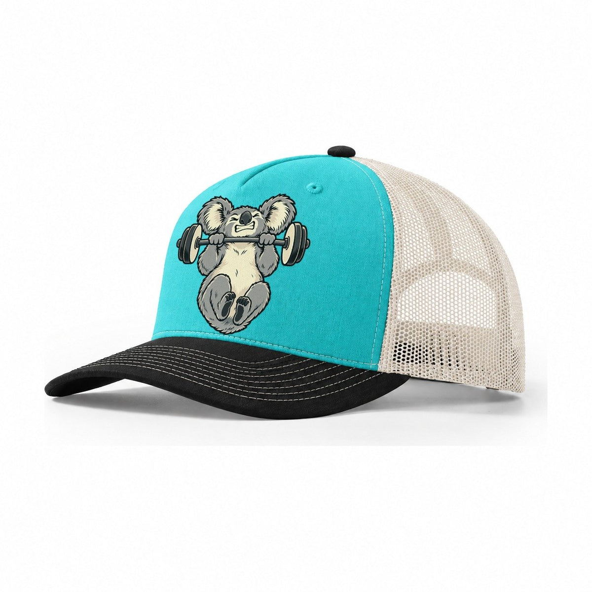 Koala Pull Ups Animal Lifters Trucker Hat – Aqua Black White