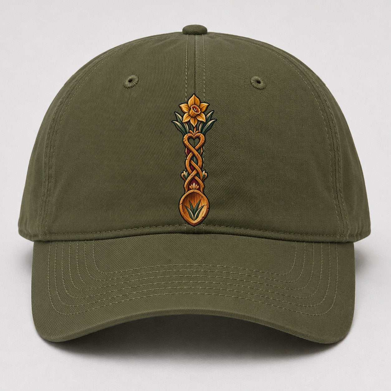 Welsh Love Spoon Carved For Friendship Uk Culture Heritage Baseball Cap – Army Green