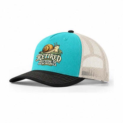 Retired Calendar Clear Character Club Trucker Hat – Aqua Black White