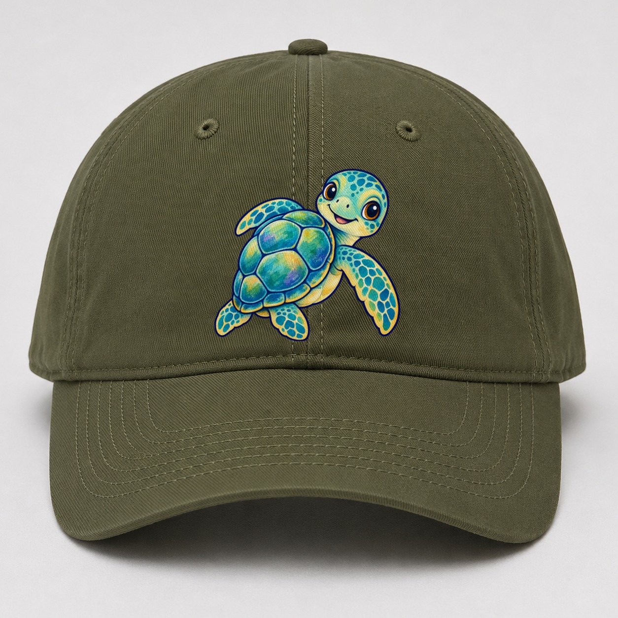 Sea Turtle Shell Turn Sea Sprite Baseball Cap – Army Green