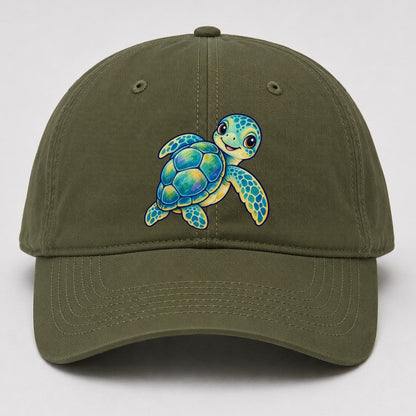 Sea Turtle Shell Turn Sea Sprite Baseball Cap – Army Green