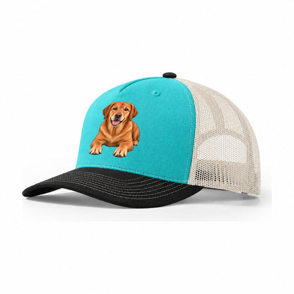 Fox Red Labrador Trucker Hat – Aqua Black White