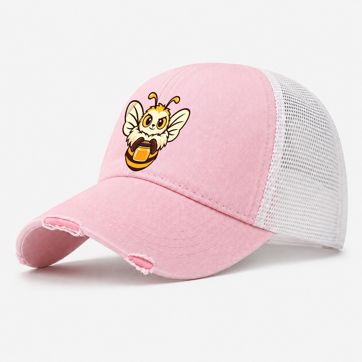 Hive Boss Bee Beekeeping Washed Trucker Hat – Light Pink