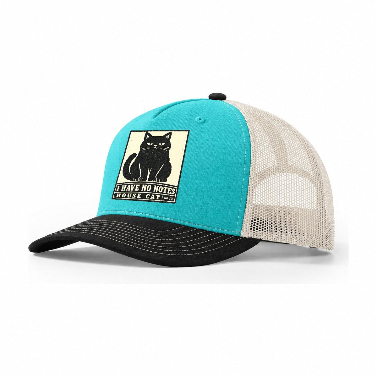I Have No Notes Neko Says No Trucker Hat – Aqua Black White