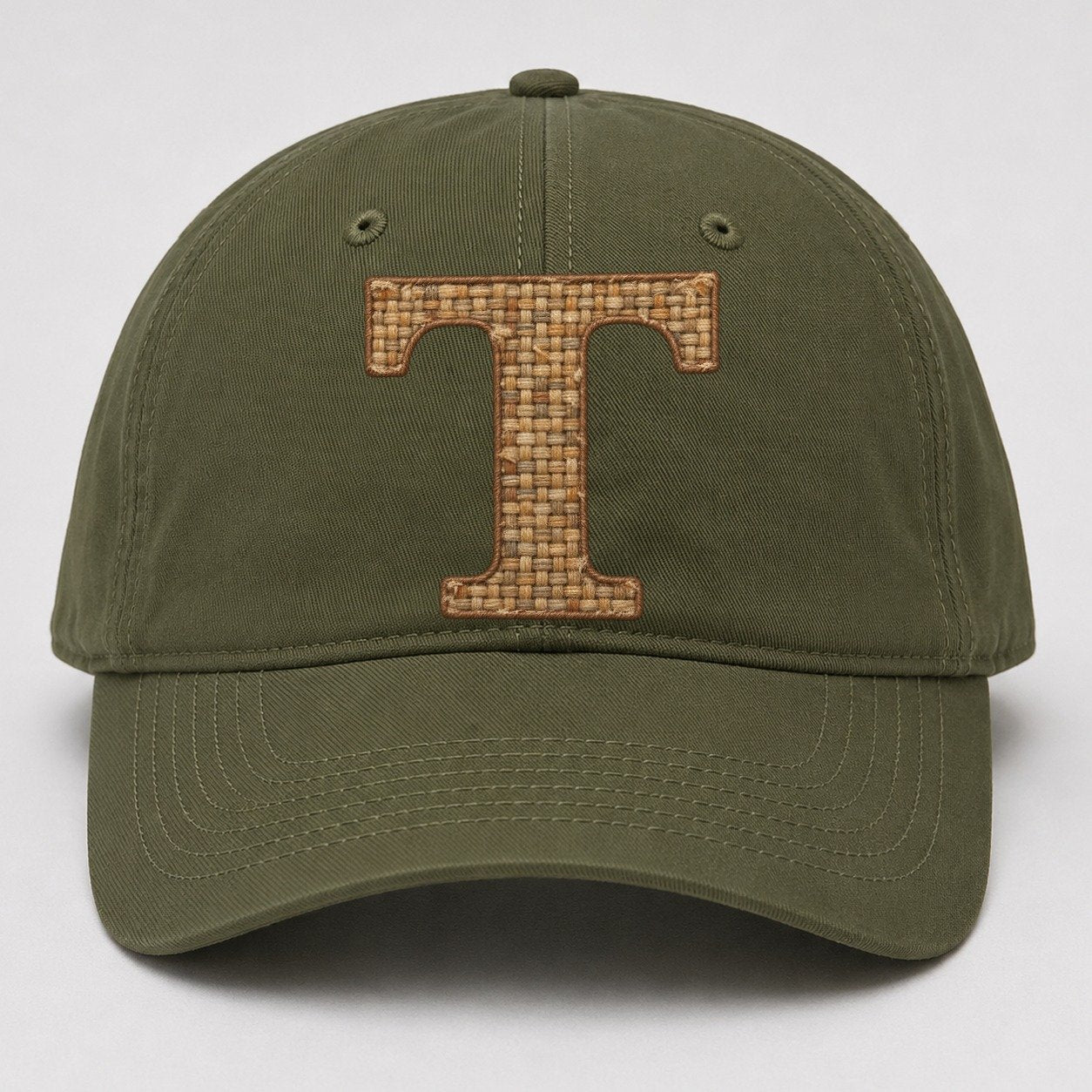 Woven Tweed T Monogram Baseball Cap – Army Green