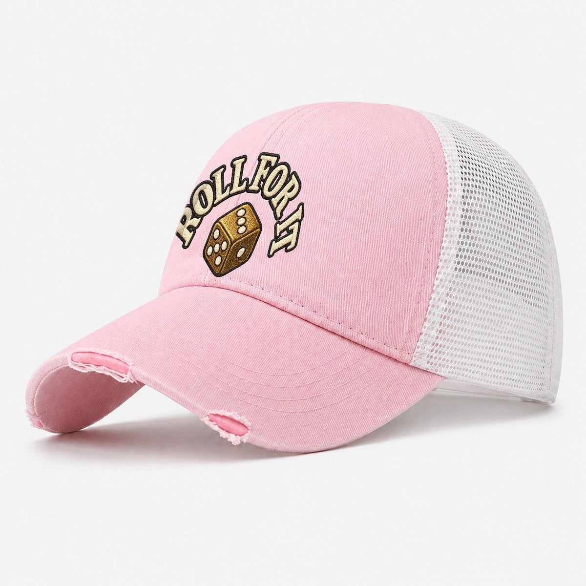 Roll For It Board Games Washed Trucker Hat – Light Pink