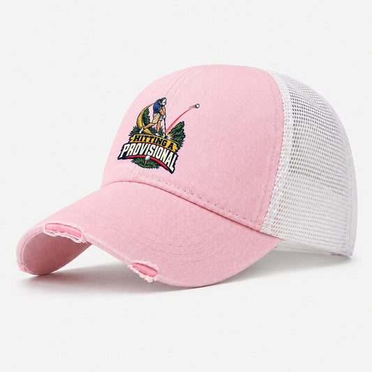 Hitting A Provisional Golf Life Washed Trucker Hat – Light Pink