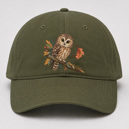 Owl Falling Leaf Gentle Wild Baseball Cap – Army Green