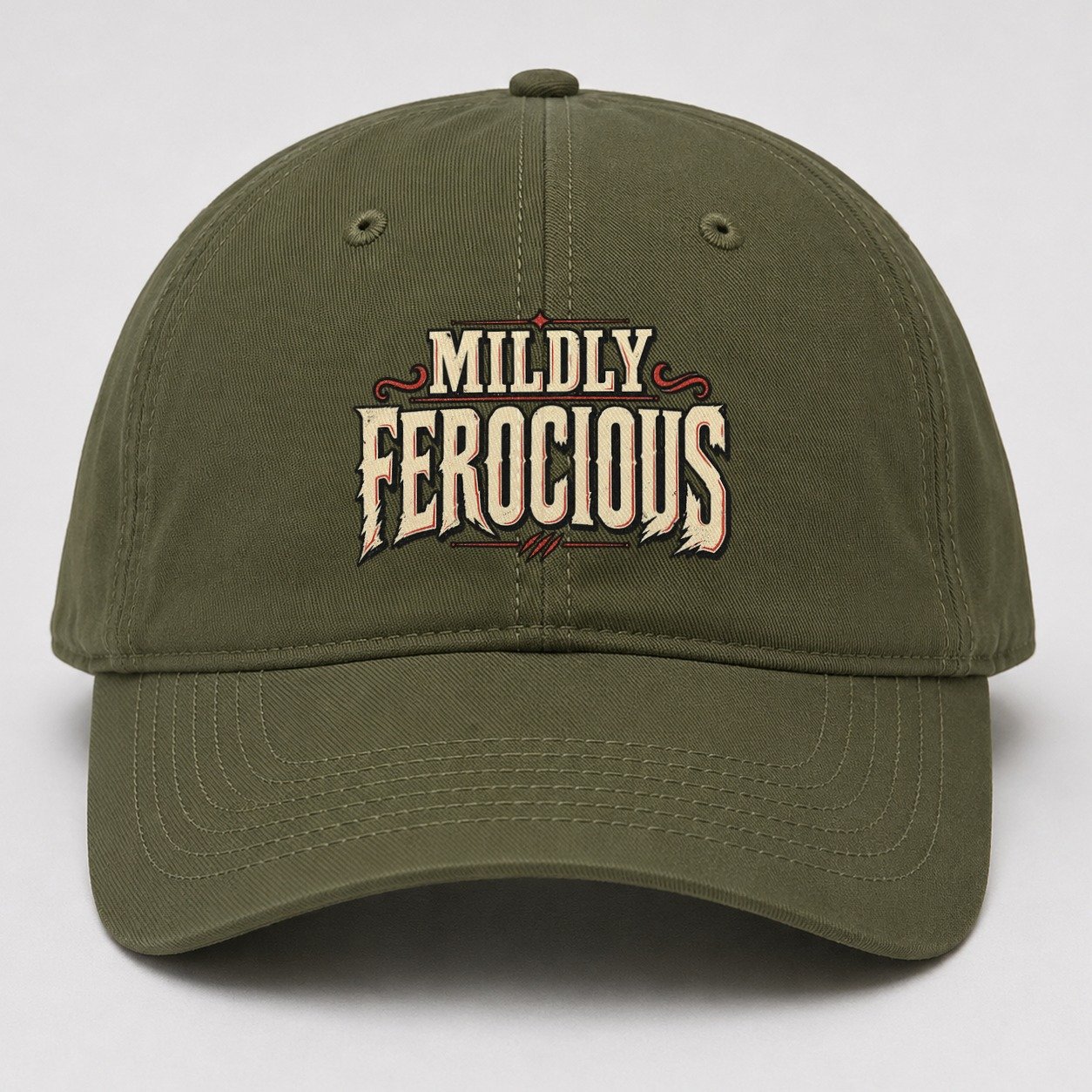 Mildly Ferocious American Wit Baseball Cap – Army Green