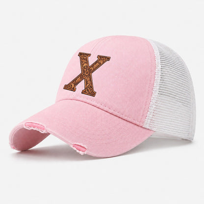 Tooled Leather X Monogram Washed Trucker Hat – Light Pink