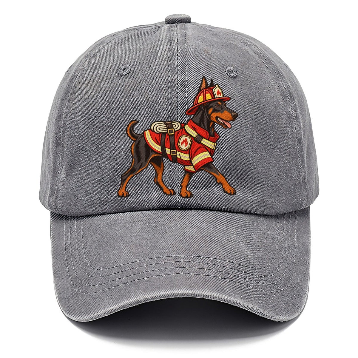 One Doberman Pinscher In Halloween Costume Firefighter Costume With A Small Helmet And Coat Halloween Dog Parade Classic Cap – Urban Haze