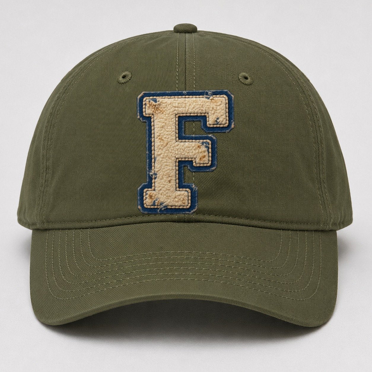 Varsity Chenille F Monogram Baseball Cap – Army Green
