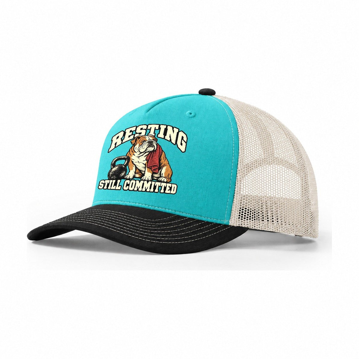 Bulldog Between Sets Everyday Originals Trucker Hat – Aqua Black White