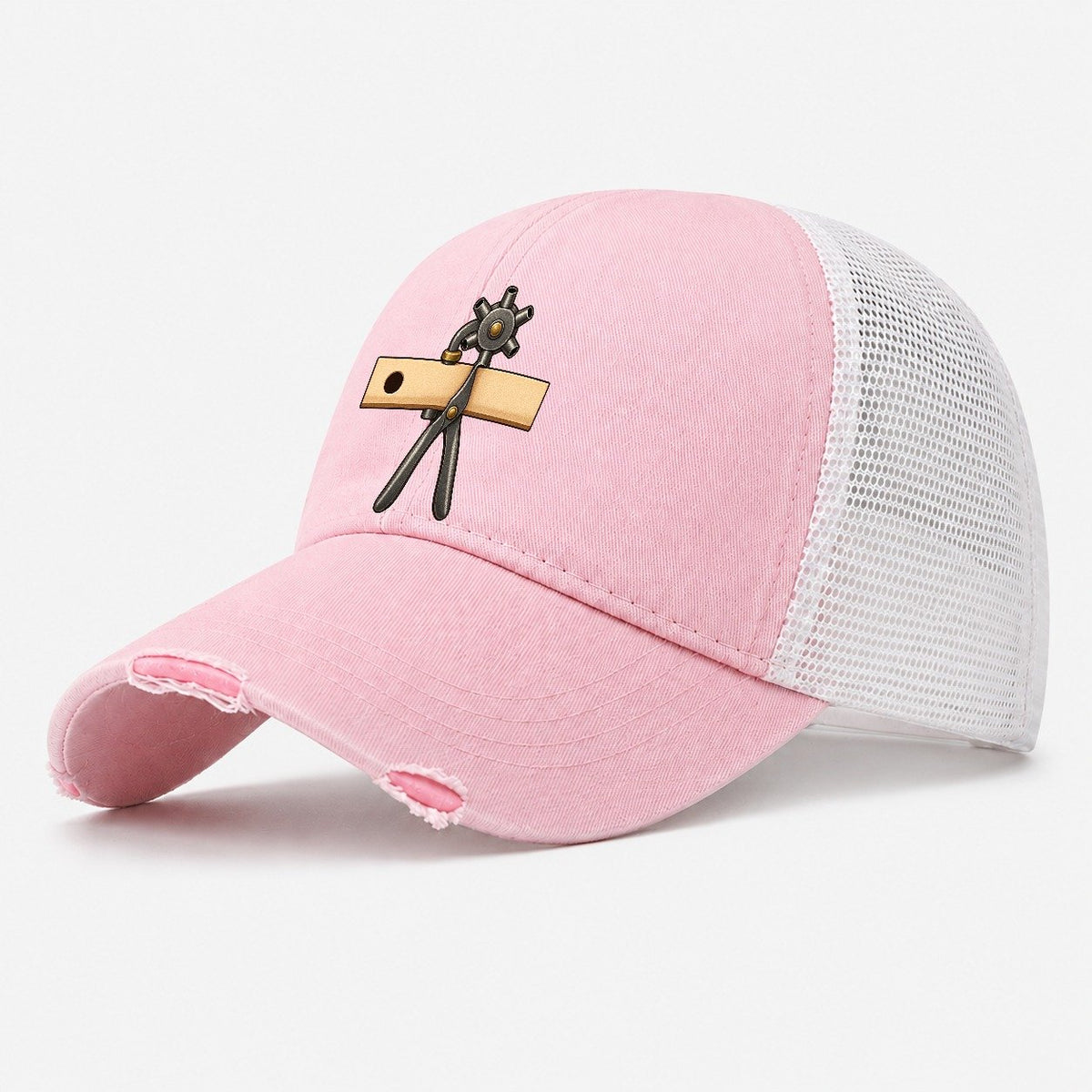 Punch And Strap Leathercraft Washed Trucker Hat – Light Pink